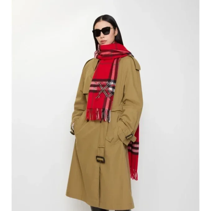 Wide Cross Stitch Ekd Check Cashmere Scarf