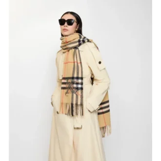 Wide Cross Stitch Ekd Check Cashmere Scarf