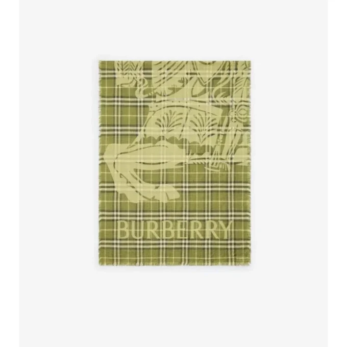 Wide Ekd Check Wool Silk Scarf