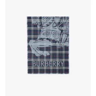 Wide Ekd Check Wool Silk Scarf