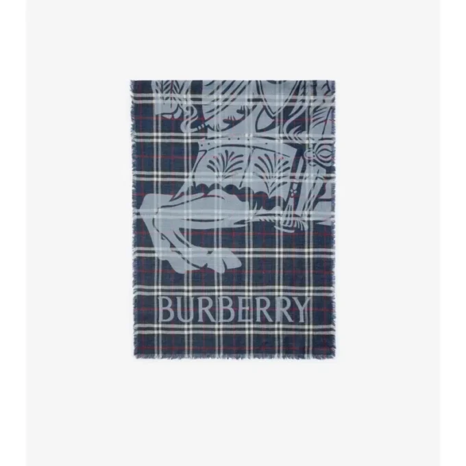 Wide Ekd Check Wool Silk Scarf