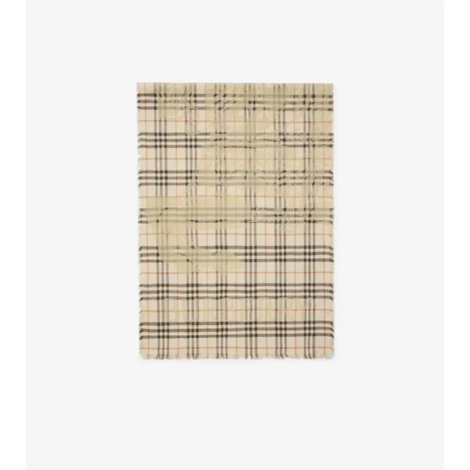 Wide Ekd Check Wool Silk Scarf
