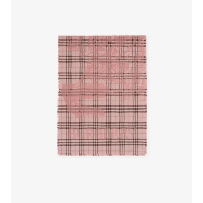 Wide Ekd Check Wool Silk Scarf