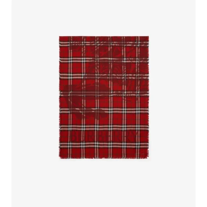 Wide Ekd Check Wool Silk Scarf