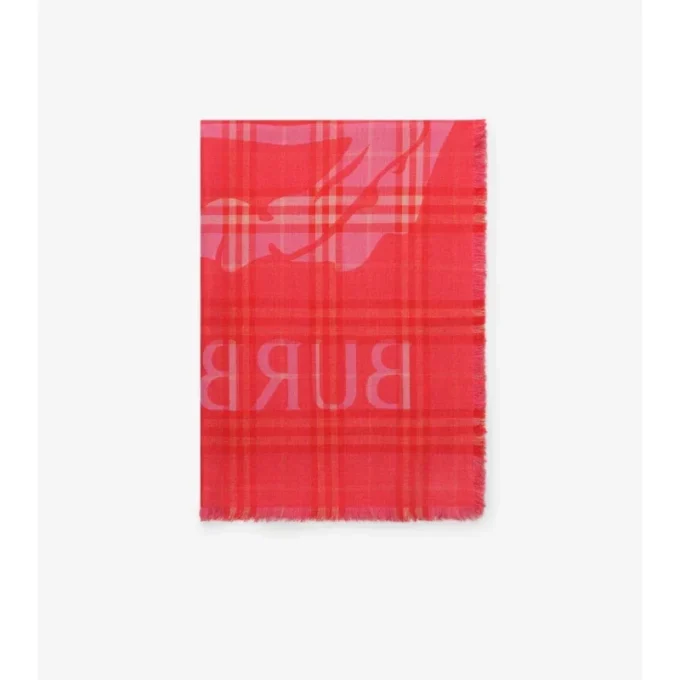 Wide Ekd Check Wool Silk Scarf