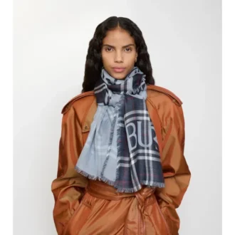 Wide Ekd Check Wool Silk Scarf