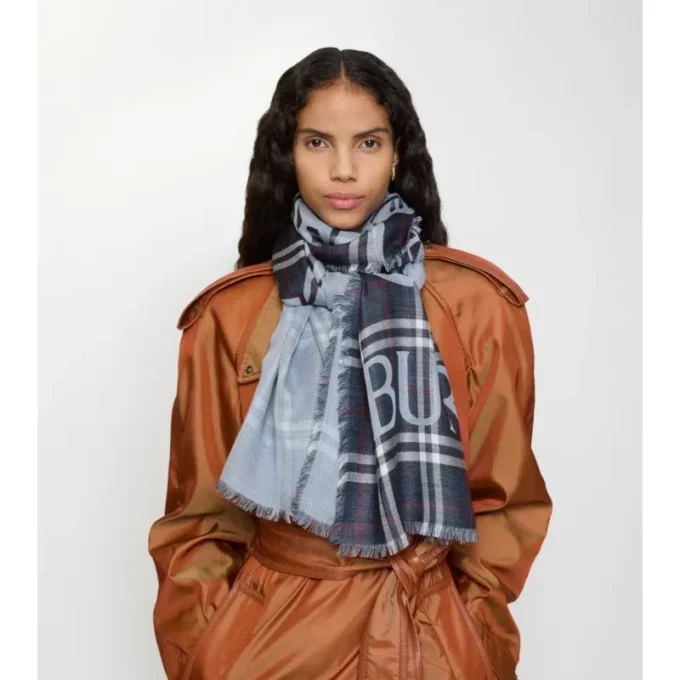 Wide Ekd Check Wool Silk Scarf