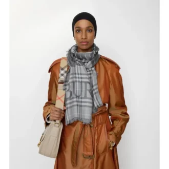 Wide Ekd Check Wool Silk Scarf