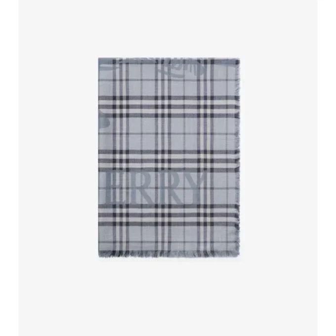 Wide Ekd Check Wool Silk Scarf