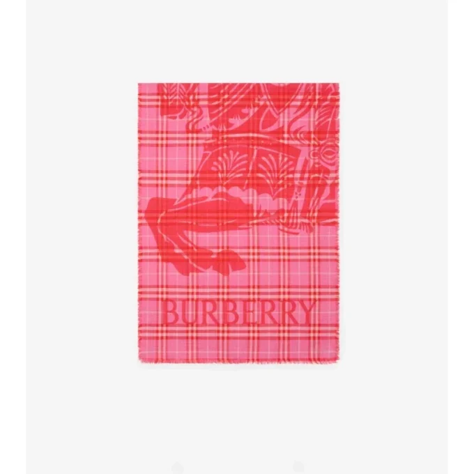Wide Ekd Check Wool Silk Scarf