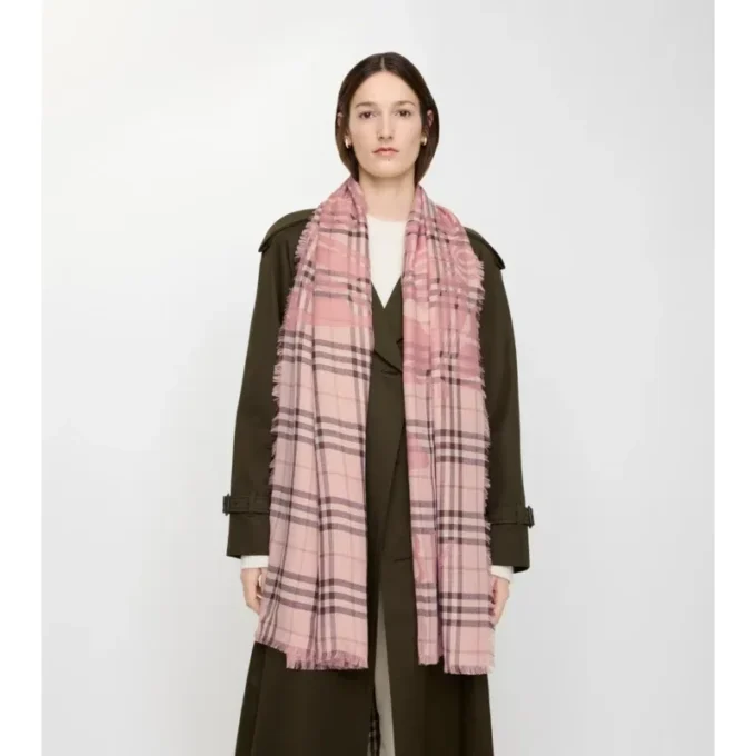 Wide Ekd Check Wool Silk Scarf