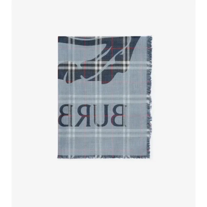 Wide Ekd Check Wool Silk Scarf