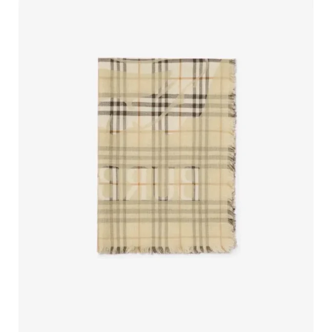 Wide Ekd Check Wool Silk Scarf