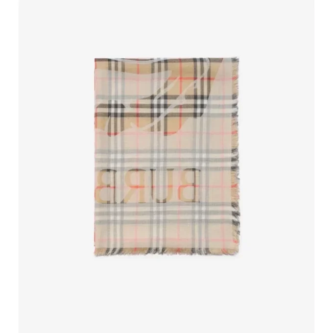 Wide Ekd Check Wool Silk Scarf