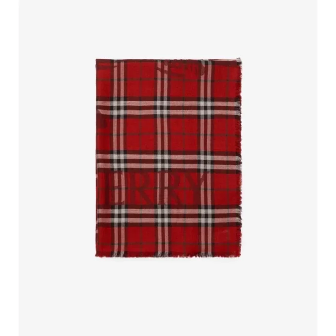 Wide Ekd Check Wool Silk Scarf