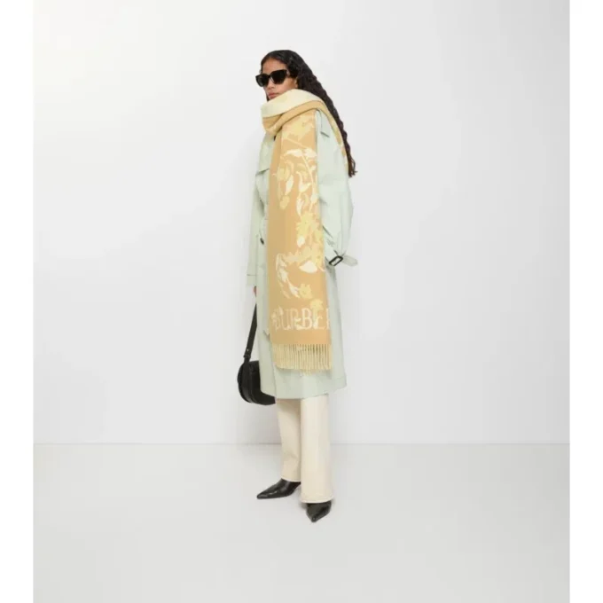 Wide Floral Ekd Cashmere Scarf