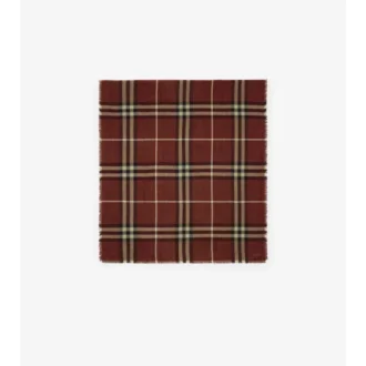 Wide Reversible Check Wool Silk Scarf