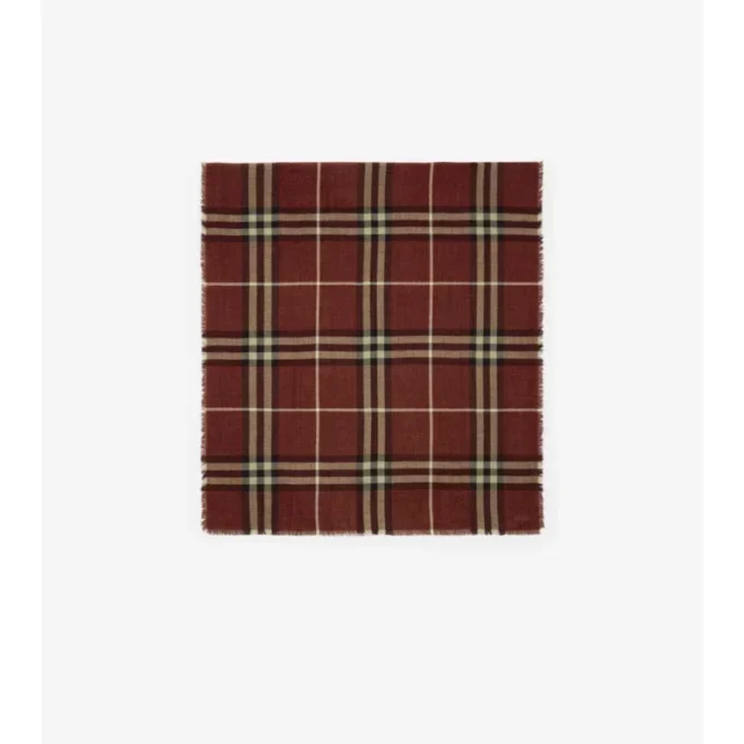 Wide Reversible Check Wool Silk Scarf