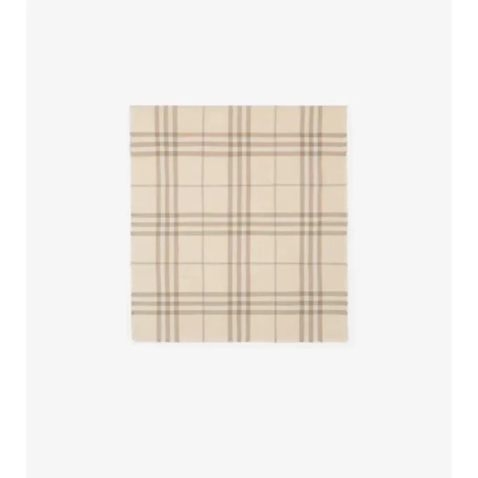 Wide Reversible Check Wool Silk Scarf