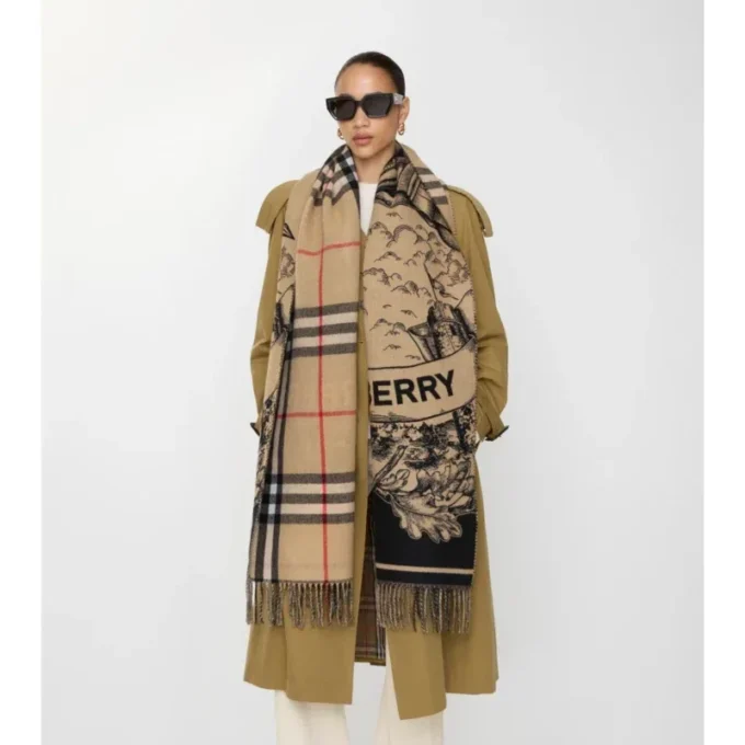 Wide Reversible Ekd Cashmere Scarf