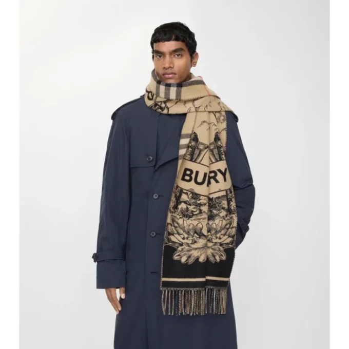 Wide Reversible Ekd Cashmere Scarf