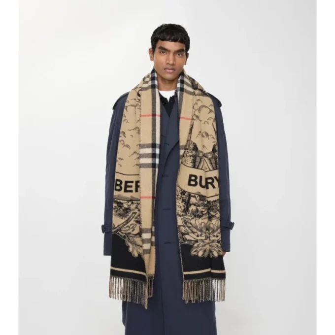 Wide Reversible Ekd Cashmere Scarf