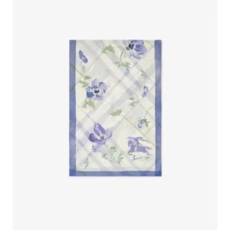 Wide Watercolour Check Silk Scarf