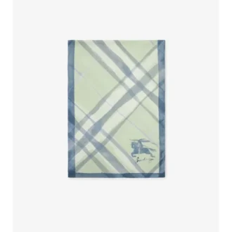 Wide Watercolour Check Silk Scarf