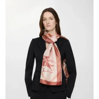 Wide Watercolour Check Silk Scarf