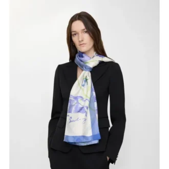 Wide Watercolour Check Silk Scarf